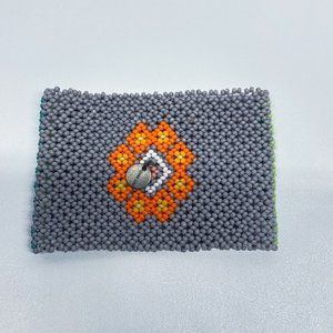 Chan Luu Handmade Bead Bracelet Wide Large Grey Orange